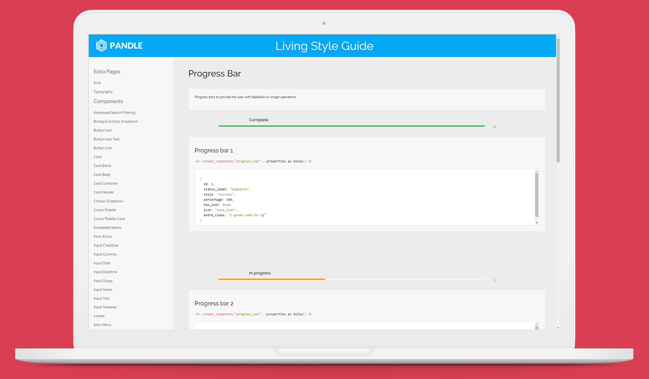 An image of a style guide developed in Ruby on Rails